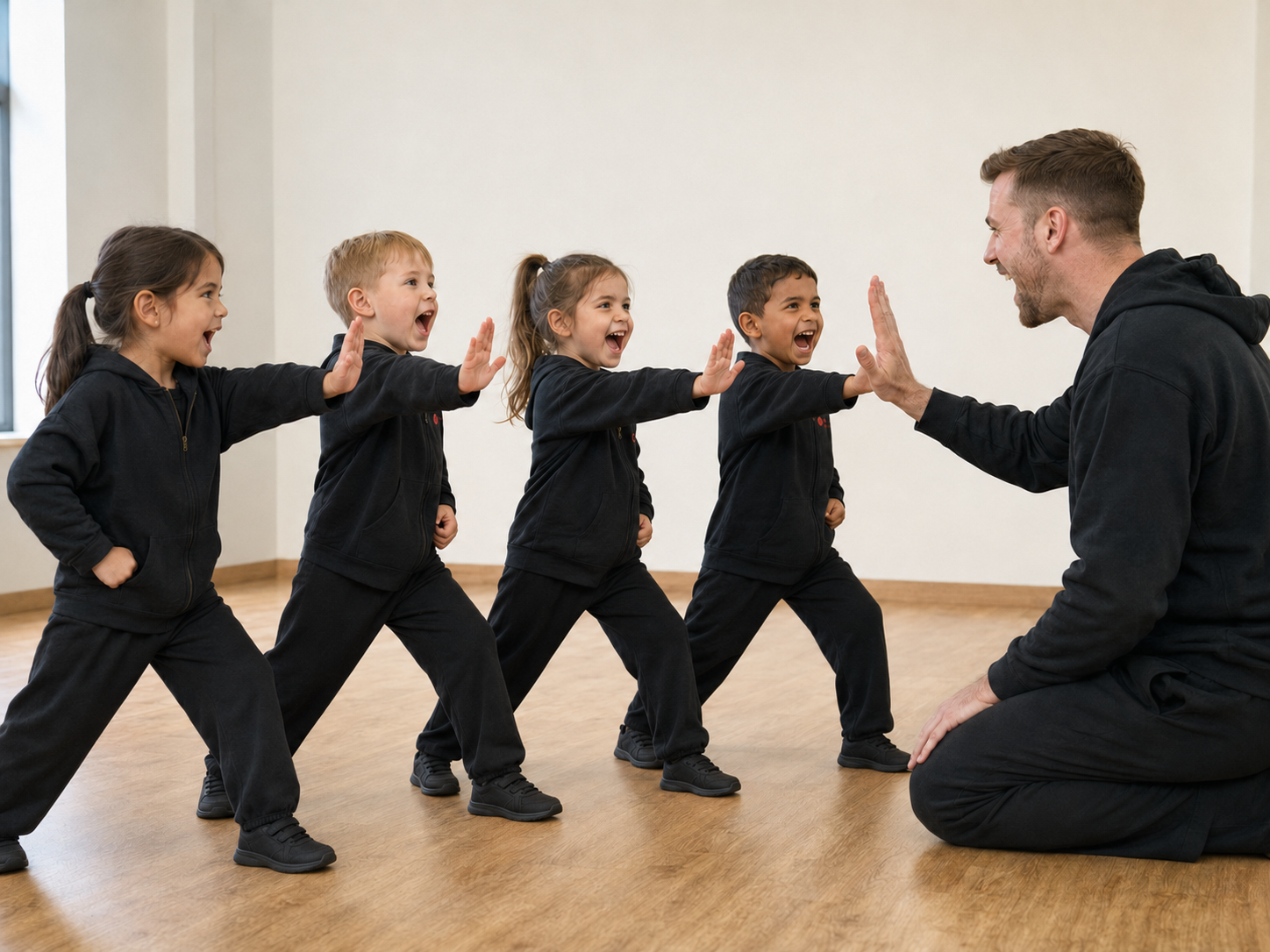  SiFu Marc Schulin trainiert mit Kindern der Panda- und Tiger-Gruppe in Augsburg